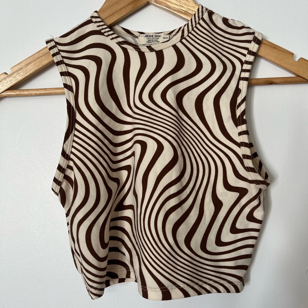 Ardene Brown and Cream Swirl Crop Top